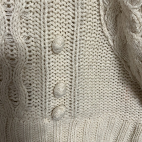 Nasty Gal Ivory M Chunky Cable Knit Fisherman Boho Chic Cottagecore Boxy Crop - Picture 3 of 14